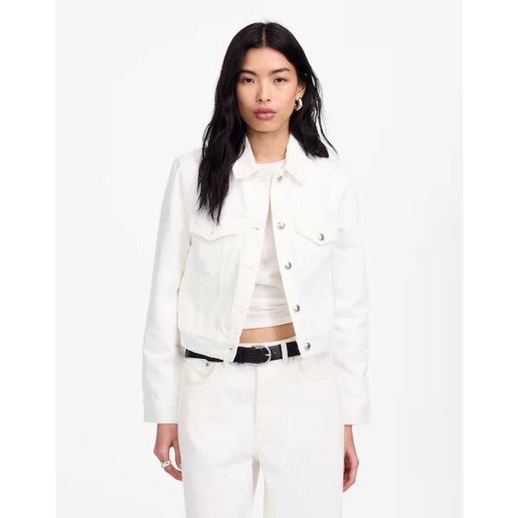 $128 New Madewell Crop Jean Trucker Jacket - White - Small - Picture 1 of 11